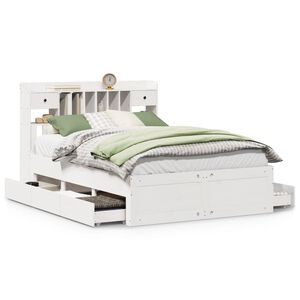 vidaXL S&auml;nky kirjahyllyll&auml; ei patjaa valkoinen 140x200 cm t&auml;ysi m&auml;nty