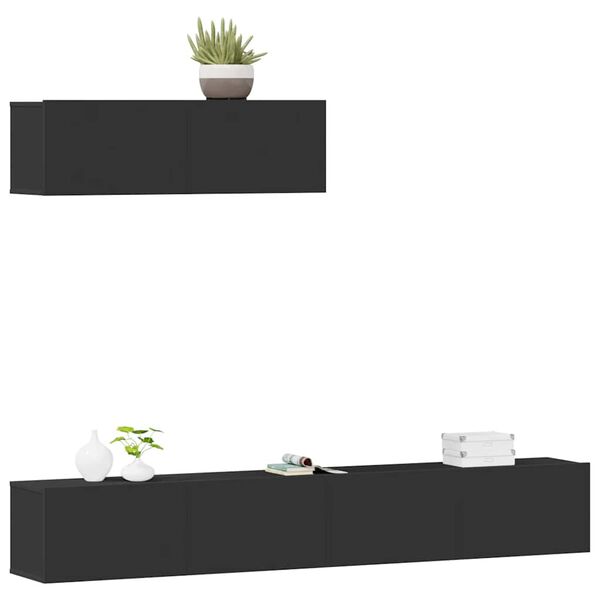 vidaXL 3-osainen TV-kaappisarja musta tekninen puu