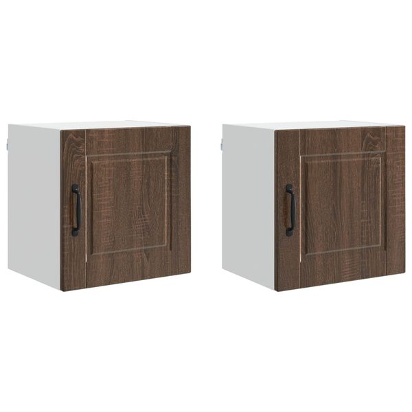 vidaXL Keitti&ouml;kaappi 2 pcs Ruskea tammi 40 x 31 x 40 cm Tekninen puu