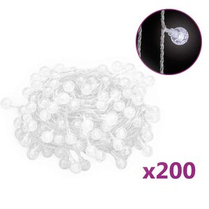 vidaXL Pallo keijuvalonauha 20 m 200 LED-valoa kylm&auml; valk. 8-toiminen