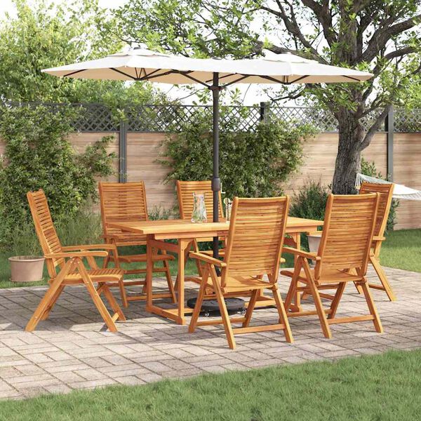 vidaXL Piharuokailu setti 7 pcs Ruskea t&auml;ysi akaasiapuu