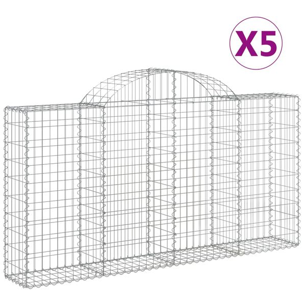 vidaXL Kaarevat kivikorit 5 kpl 200x30x100/120 cm galvanoitu rauta