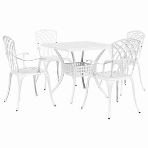 vidaXL Puutarap&ouml;yt&auml;sarja 5 pcs Valkoinen Valu-alumiini