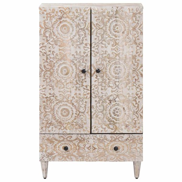 vidaXL Korkea kaappi Valkoinen 60 x 33,5 x 100 cm Kiinte&auml; mango puu