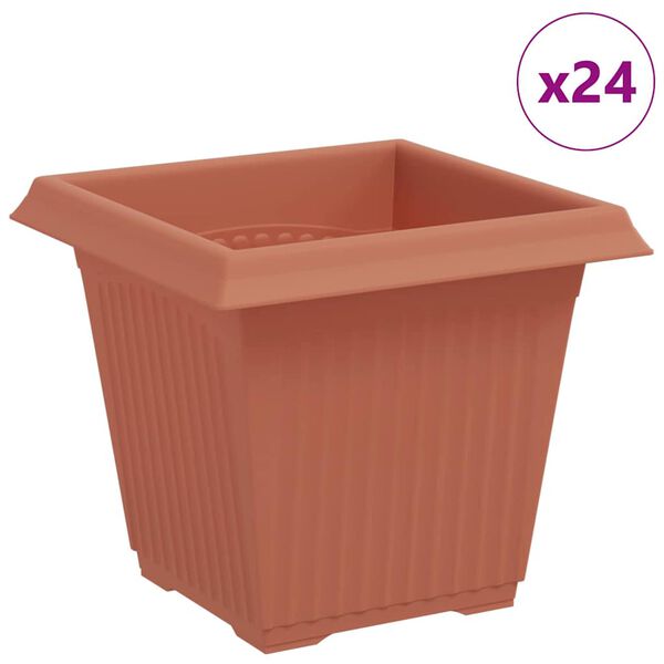 vidaXL Neli&ouml; Kukkaruukku 24 pcs Tiilenpunainen 16 x 16 x 14 cm Muovi