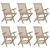 vidaXL Kokoontaitettavat tuolit 6 kpl harmaa 56x61x89 cm massiivipuu tiikki