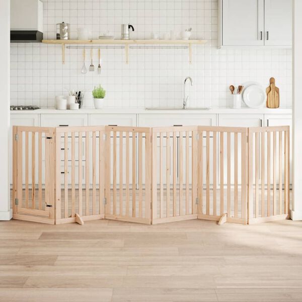 vidaXL Koiraportti ovella, kokoontaitettava, 6 paneelia, 300 cm, poppelipuu