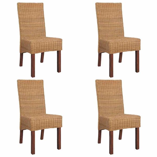 vidaXL Ruokap&ouml;yd&auml;n tuolit 4 kpl ruskea luonnollinen rottinki