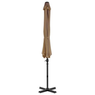 vidaXL Riippuva aurinkovarjo alumiinipylväällä 300 cm harmaanruskea
