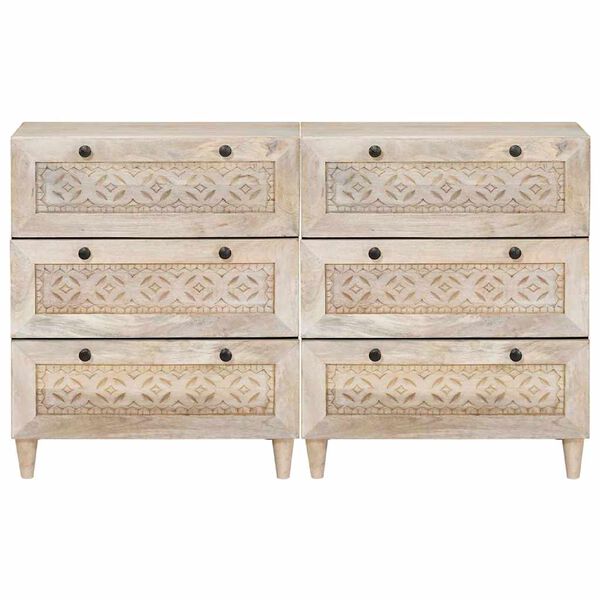 vidaXL Sivup&ouml;yt&auml; 2 pcs Valkoinen 60 x 33 x 75 cm t&auml;ysi mangopuu