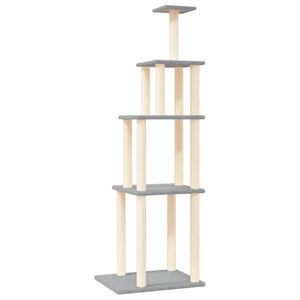 vidaXL Kissan kiipeilypuu sisal- raapimispylv&auml;ill&auml; vaaleanharm. 183 cm