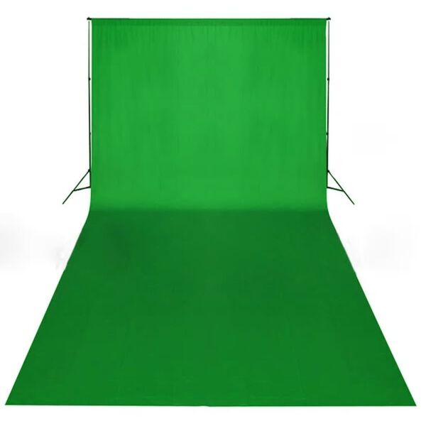vidaXL Taustakangas puuvilla vihreä 600x300 cm chromakey