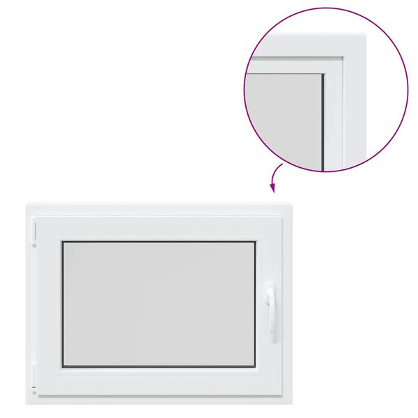 vidaXL Kellari-ikkuna "RISOR" 80x70 cm kallistus-/k&auml;&auml;ntymisovi DIN vasenk&auml;tinen valkoinen