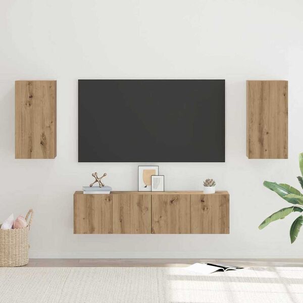 vidaXL TV-tasosetti 4 pcs artesaani tammi 30.5 x 30 x 60 cm
