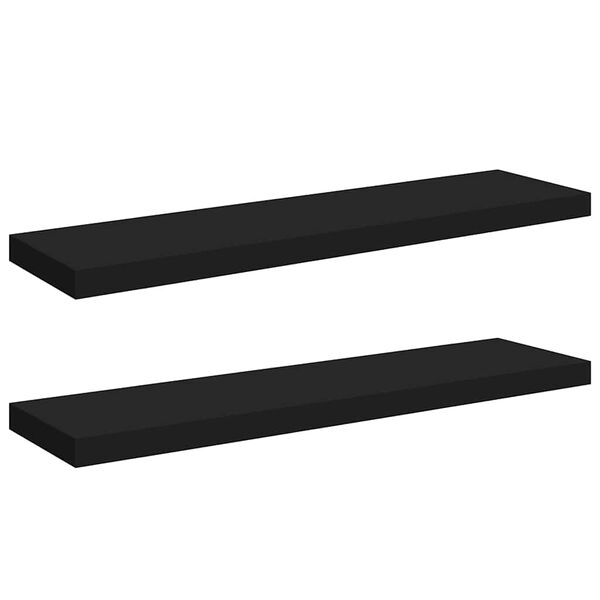 vidaXL Kelluvat sein&auml;hyllyt 2 kpl musta 90x23,5x3,8 cm MDF