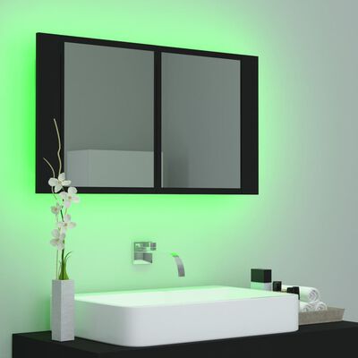 vidaXL Kylpyhuoneen LED peilikaappi musta 80x12x45 cm akryyli