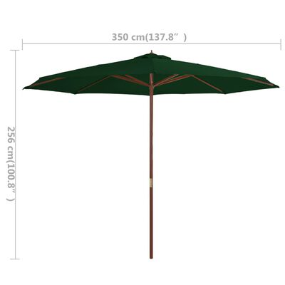 vidaXL Aurinkovarjo puurunko 350 cm vihreä