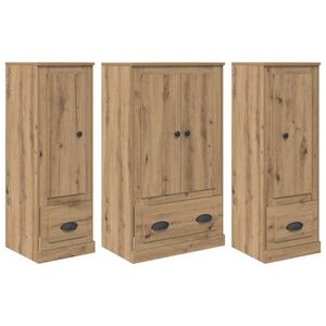 vidaXL Korkea kaappi 3 pcs Artisan tammi 132 x 35,5 x 103,5 cm