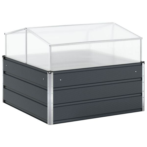 vidaXL Kukkalaatikko Antrasiitti 100 x 100 x 77 cm Galvanoitu ter&auml;s