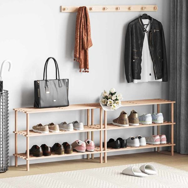 vidaXL 3-kerroksinen kenk&auml;teline 2 kpl t&auml;ysi kuusi