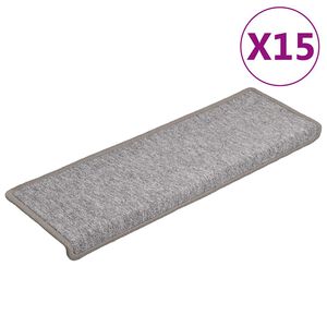 vidaXL Porrasmatot 15 kpl 65x21x4 cm vaaleanharmaa suorakaiteen muotoinen reuna