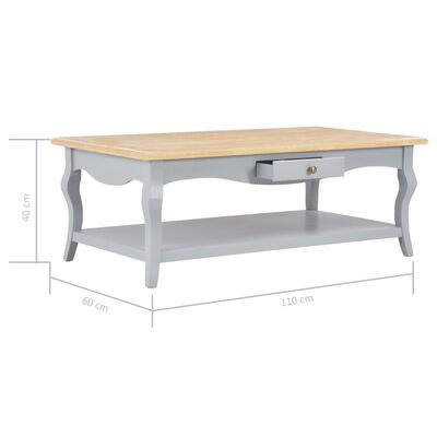 vidaXL Sohvapöytä harmaa 110x60x40 cm MDF