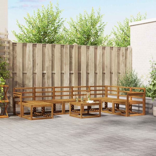 vidaXL Ulkosohvakokoelma 9 pcs Luonnollinen Tihe&auml; akasiapuu