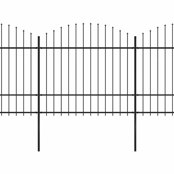 vidaXL Puutarha-aita keihäskärkinen teräs 359x175 cm musta