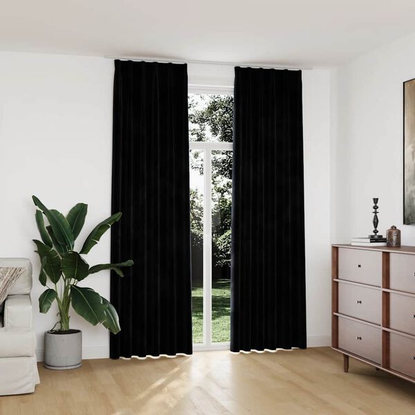 vidaXL Pimennysverhot koukuilla 2 kpl sametti musta 140x245 cm