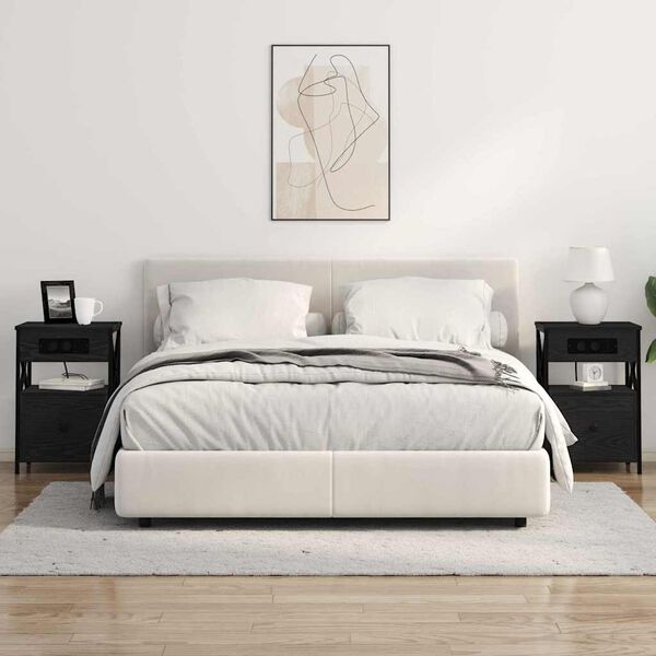 vidaXL Y&ouml;p&ouml;yt&auml;kaappi 2 pcs Musta tammi. 40 x 31 x 60 cm Tekninen puu