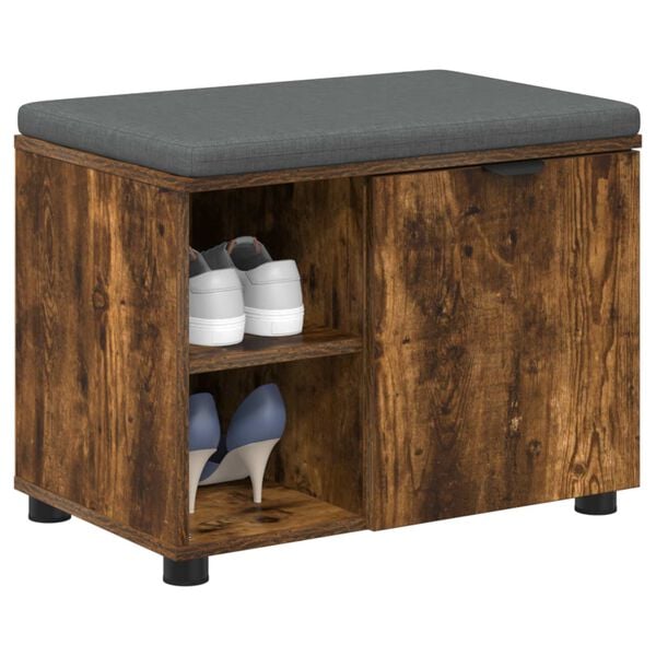 vidaXL Halli penkki tyynyll&auml; hyllyll&auml; Savustettu Tammi 60 x 38 x 46 cm