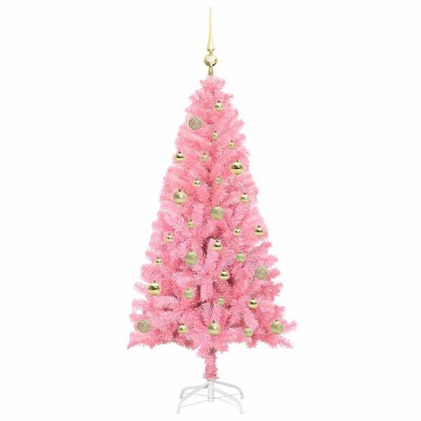 vidaXL Joulukuusi 150 LED-valoilla Pinkki 150 cm Polyvinyylikloridi