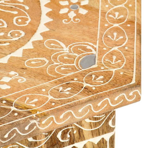 vidaXL K&auml;sinmaalattu sivup&ouml;yt&auml; 38x33x42 cm t&auml;ysi mangopuu