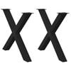 vidaXL Ruokap&ouml;yd&auml;n jalat X-muotoiset 2 kpl musta 90x(72-73) cm ter&auml;s