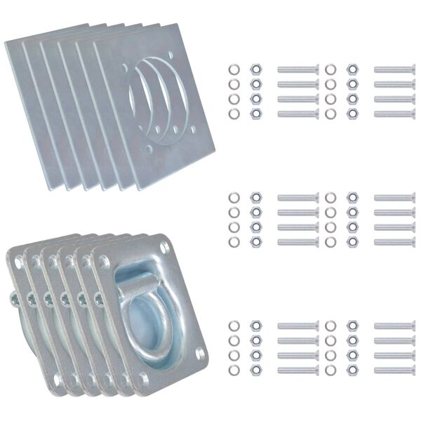 vidaXL Kiinnitysrenkaat Per&auml;k&auml;rryyn 6 kpl Galvanoitu Ter&auml;s 2000 kg