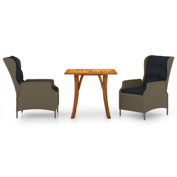 vidaXL 3-osainen Ulkoruokailuryhm&auml; ruskea