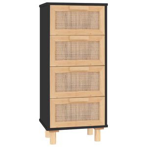 vidaXL Senkki musta 40x30x90 cm t&auml;ysi m&auml;nty ja luonnonrottinki