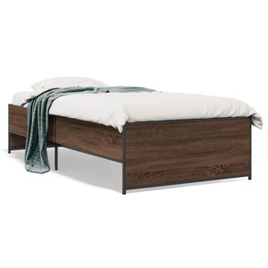 vidaXL S&auml;ngynrunko ruskea tammi 90x200 cm tekninen puu ja metalli