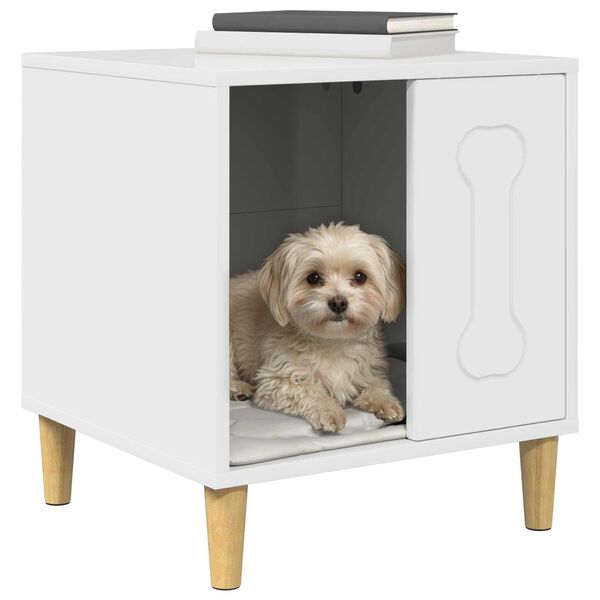 vidaXL Koirankoppi Kiilt&auml;v&auml; Valkoinen 44 x 42 x 49 cm Tekninen puu