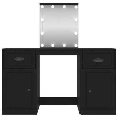 VidaXL Peilipöytä LED-valoilla musta 130x50x132,5 cm