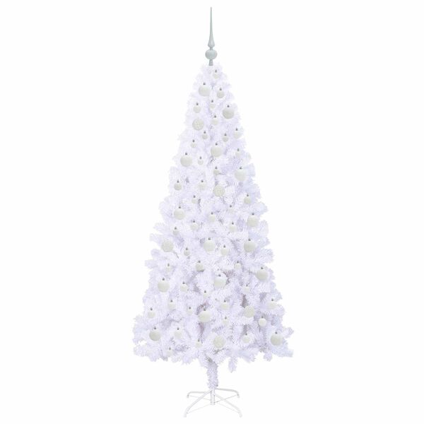 vidaXL Tekojoulukuusi 300 LED-valoilla Valkoinen 180 cm PVC ja teräs