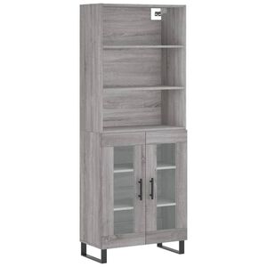vidaXL Kaappi harmaa Sonoma 69,5x34x180 cm tekninen puu
