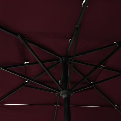 vidaXL 3-tasoinen aurinkovarjo alumiinitanko viininpunainen 2,5x2,5 m