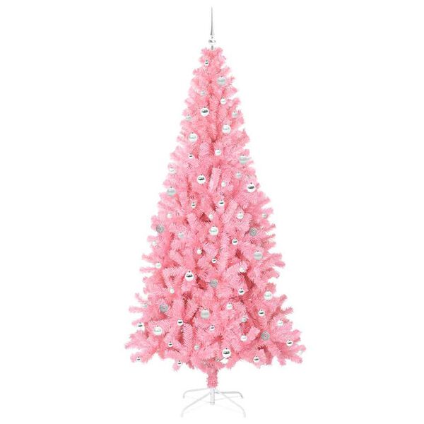 vidaXL Joulukuusi 300 LED-valoilla Pinkki 240 cm Polyvinyylikloridi