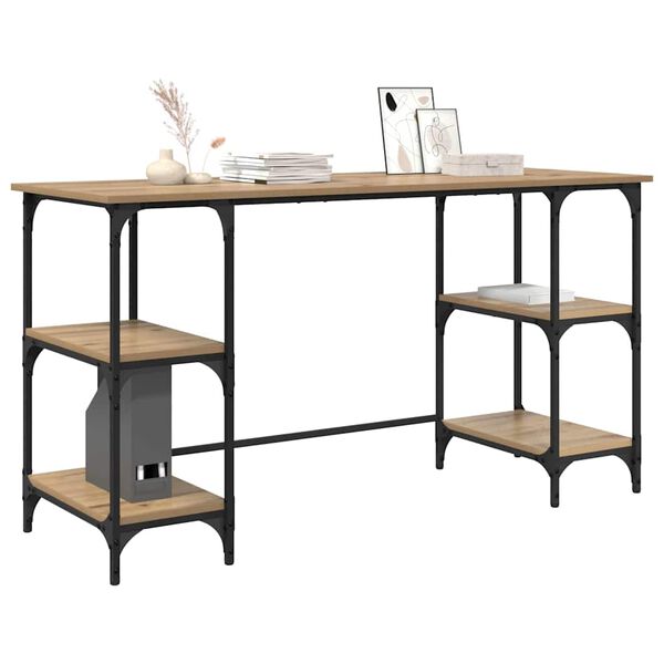 vidaXL P&ouml;yt&auml; hyllyll&auml; Artisan tammi 140 x 50 x 75 cm Tekninen puu