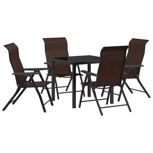 vidaXL Piharuokailu setti 5 pcs Ruskea Jauhemaalattu Ter&auml;s