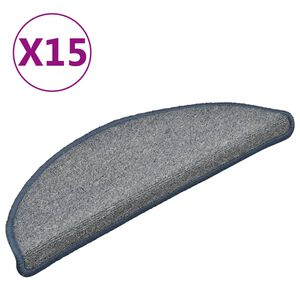 vidaXL Porrasmatot 15 kpl 56x17x3 cm vaaleanharmaa ja sininen puolipy&ouml;re&auml;