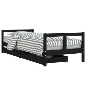 vidaXL Lasten s&auml;ngynrunko laatikoilla musta 80x200 cm t&auml;ysi m&auml;nty