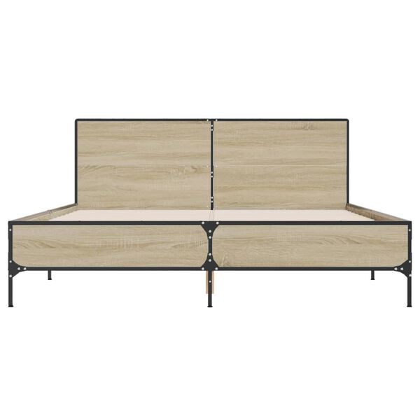 vidaXL S&auml;ngynrunko Sonoma-tammi 160x200 cm tekninen puu ja metalli