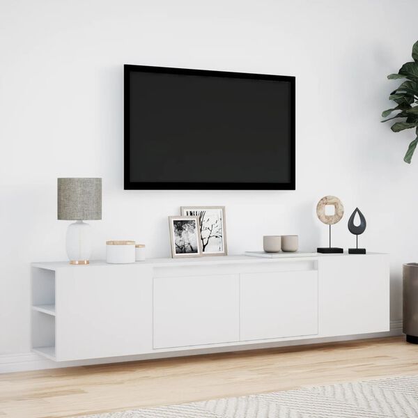 vidaXL TV-seinäkaappi LED-valoilla valkoinen 180x31x39,5 cm